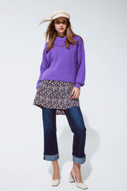 Purple Chunky Knitted Relaxed Jumper