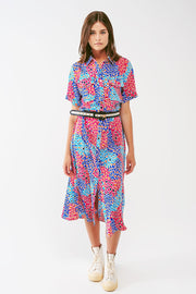 Midi Geo Printed Short Sleeve Dress