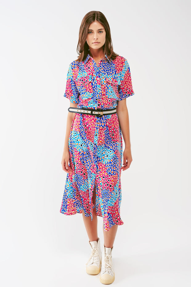 Midi Geo Printed Short Sleeve Dress