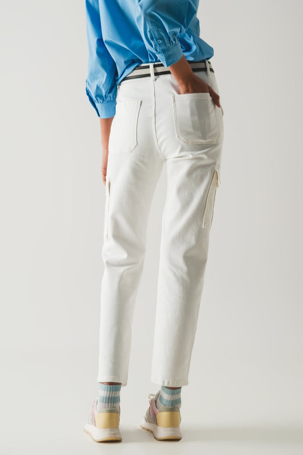 Relaxed Cargo Pants in White