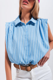 Striped Sleeveless Shirt in Blue