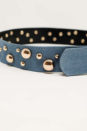 Light Denim Belt With Metallic Bubble Applications